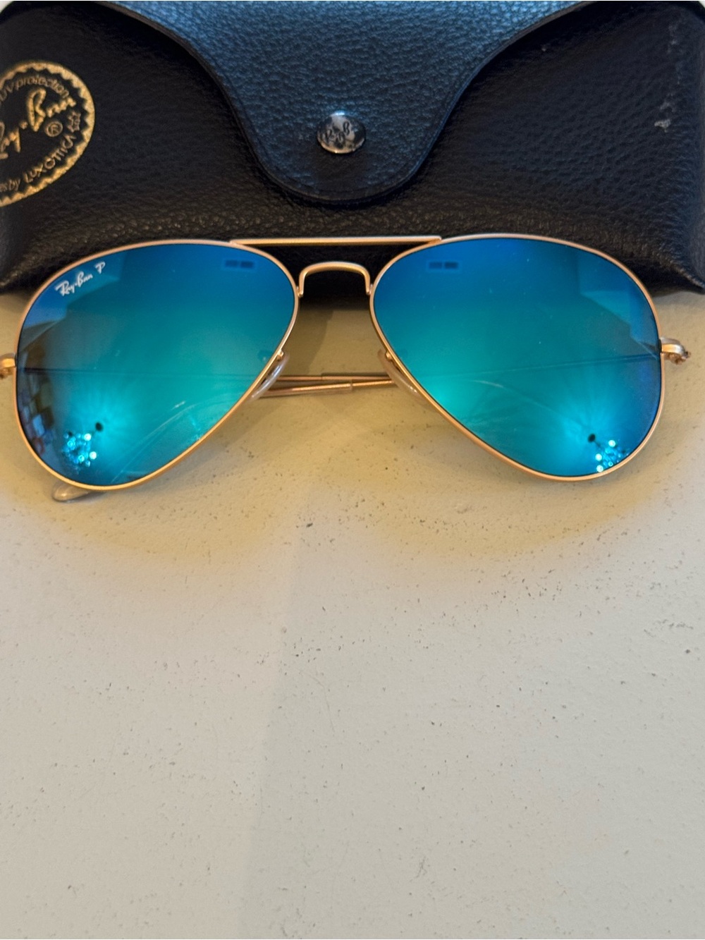Ray-Ban Women’s Aviator Sunglasses - Blue Green Mirror Lenses